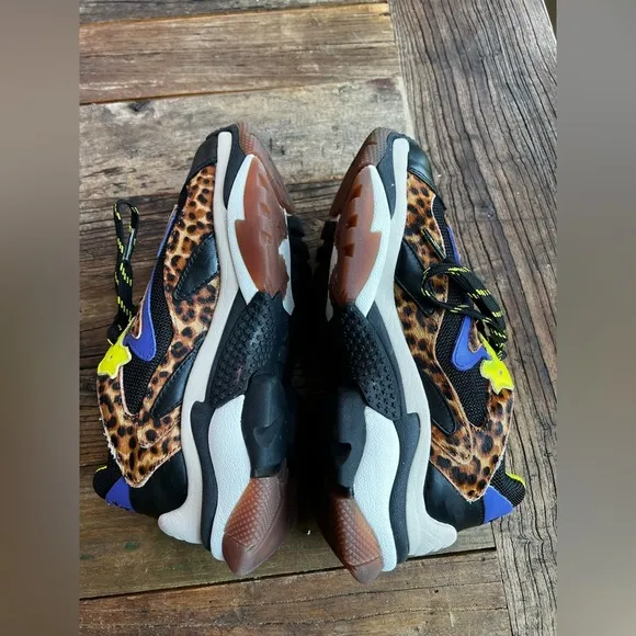 Ash Addict Adult Woman’s Sneakers, Shoes Black Combo Neon Leopard Sz 5 EU 37