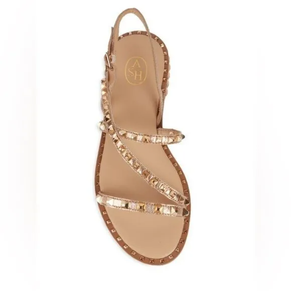 ASH Studded Leather Strappy Sandals in Ligth Gold  Size EU 36 / US 6