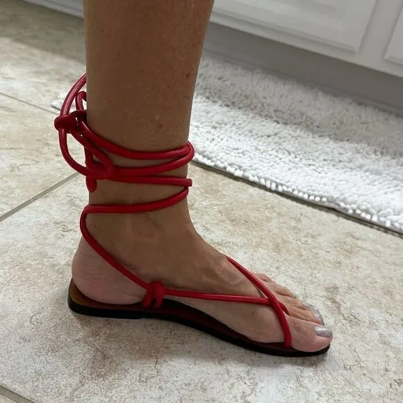 ATP Atelier Women’s‎ Red Wrap Italian Leather Sandals size 36 or 6/6.5 US