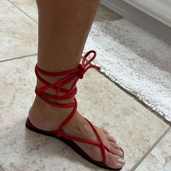 ATP Atelier Women’s‎ Red Wrap Italian Leather Sandals size 36 or 6/6.5 US