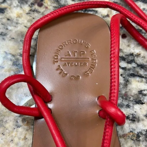 ATP Atelier Women’s‎ Red Wrap Italian Leather Sandals size 36 or 6/6.5 US