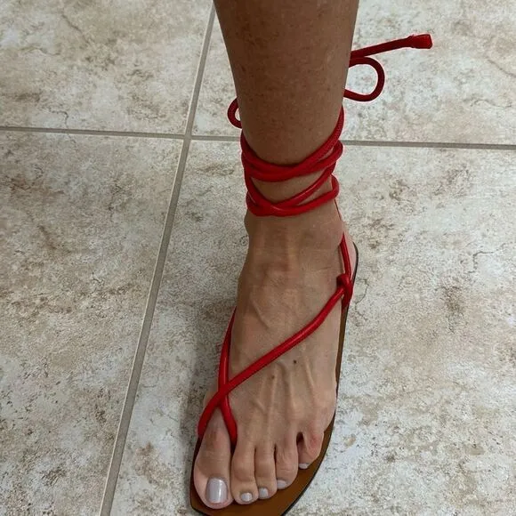 ATP Atelier Women’s‎ Red Wrap Italian Leather Sandals size 36 or 6/6.5 US