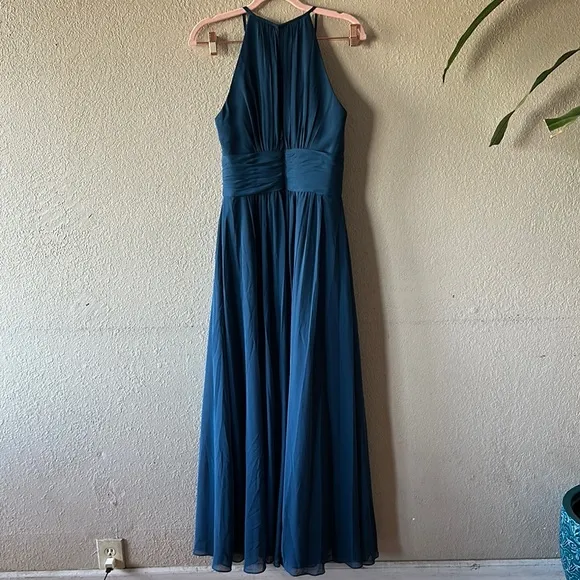 AZAZIE BONNIE Elegant Blue Halter Dress