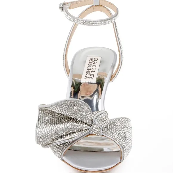 Badgley Mischka Collection Remi Crystal satin embellished ankle strap sandal s 8