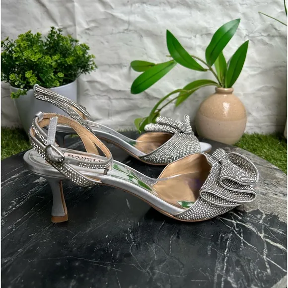 Badgley Mischka Collection Remi Crystal satin embellished ankle strap sandal s 8