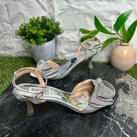 Badgley Mischka Collection Remi Crystal satin embellished ankle strap sandal s 8