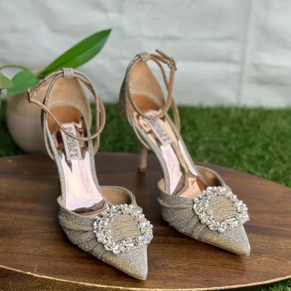 Badgley Mischka CollectionNisha Pointed Toe Pump Platino Textile size 6