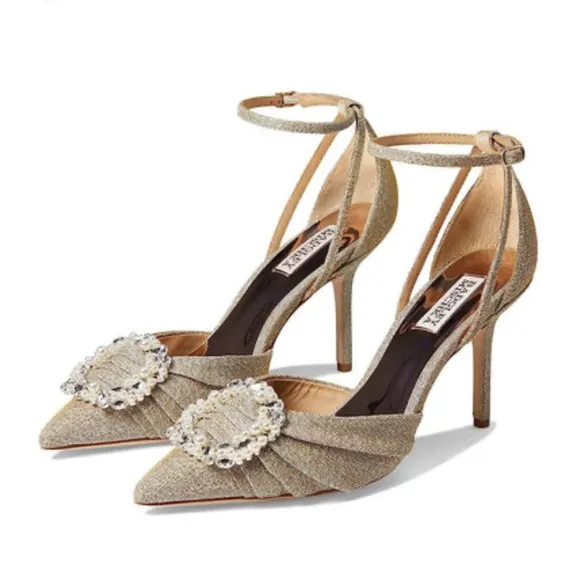 Badgley Mischka CollectionNisha Pointed Toe Pump Platino Textile size 6