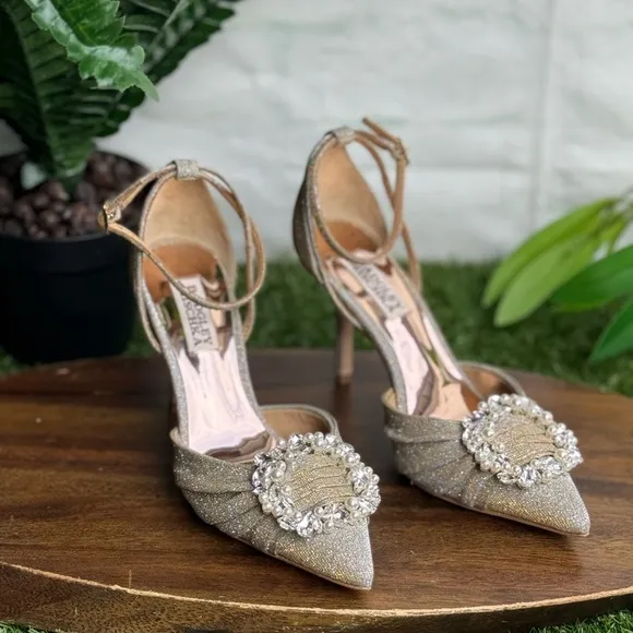 Badgley Mischka CollectionNisha Pointed Toe Pump Platino Textile size 6