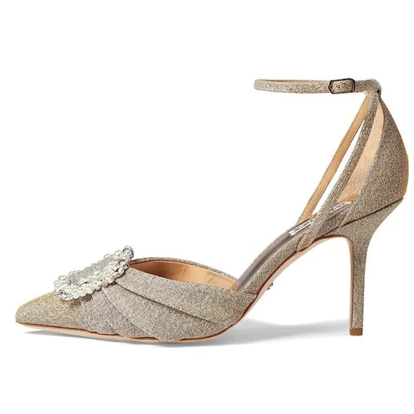 Badgley Mischka CollectionNisha Pointed Toe Pump Platino Textile size 6