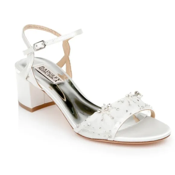 Badgley Mischka Karissa Embellished Strap Block Heel Sandals