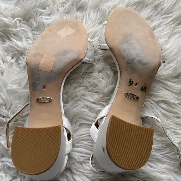 Badgley Mischka Karissa Embellished Strap Block Heel Sandals