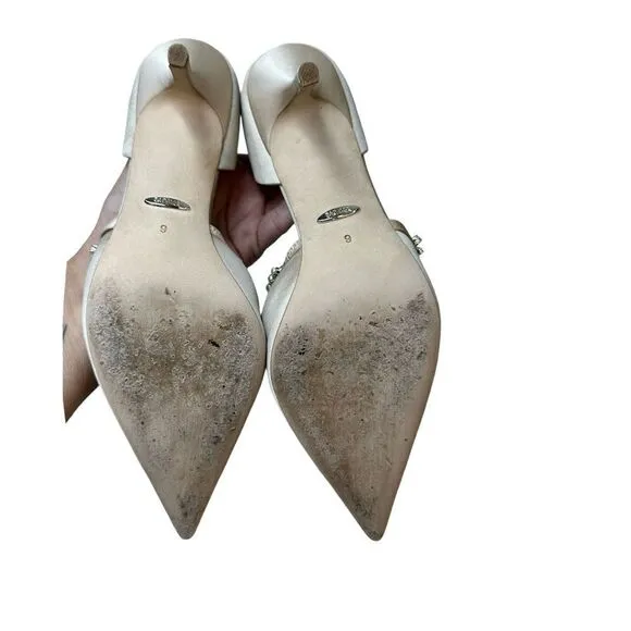 Badgley Mischka Nathalie d'Orsay Pointed Toe Satin Pump Champagne Size 9
