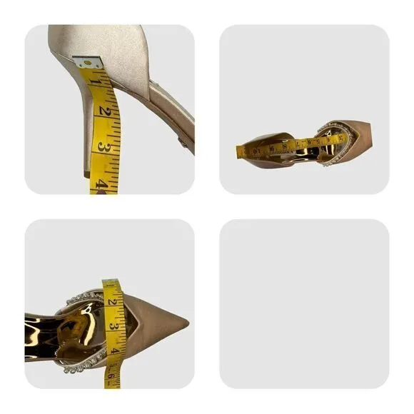 Badgley Mischka Nathalie d'Orsay Pointed Toe Satin Pump Champagne Size 9