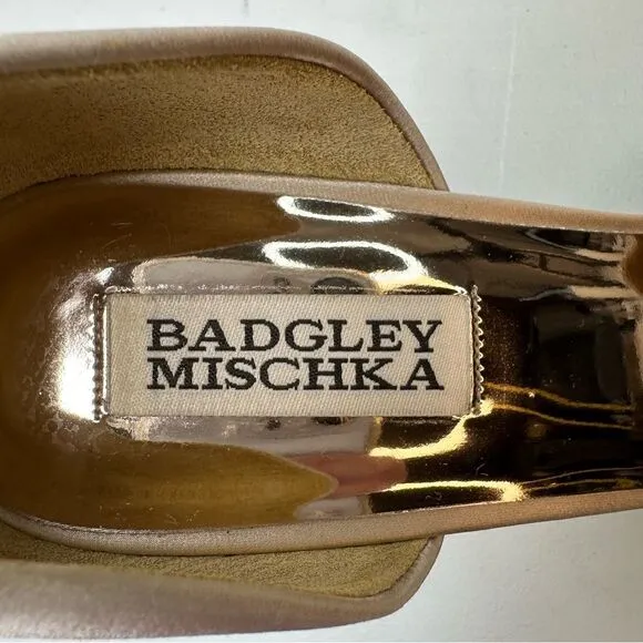Badgley Mischka Nathalie d'Orsay Pointed Toe Satin Pump Champagne Size 9