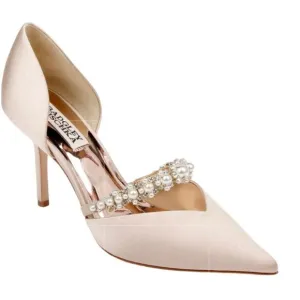 Badgley Mischka Nathalie d'Orsay Pointed Toe Satin Pump Champagne Size 9
