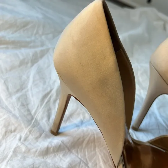 Badgley Mischka Rhinestone Silk Peeptoe Shoes Heels Open Toe Wedding Blush 8.5
