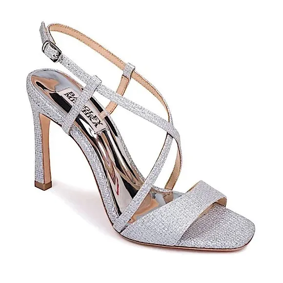 Badgley Mischka Silver Metallic Strappy Sandals Women’s 8 Elegant Evening Prom