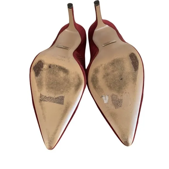 Badgley Mischka Suede Pumps Pointed Toe Stiletto Heels Burgundy Size 10