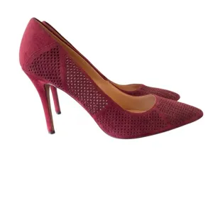 Badgley Mischka Suede Pumps Pointed Toe Stiletto Heels Burgundy Size 10