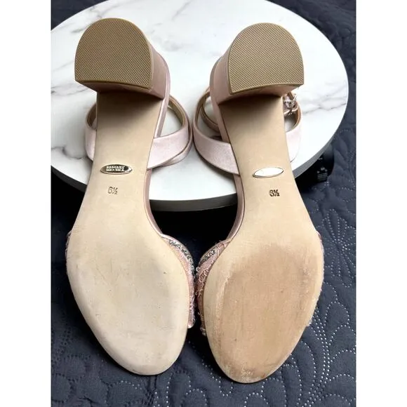 BADGLEY MISCHKA Taylin Low Heel Glamour Sandal Wedding Party Shoes SZ 6.5