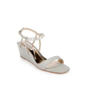 Badgley Mischka Women's‎ Kaelyn Wedge Sandal Silver Sz 10 $185