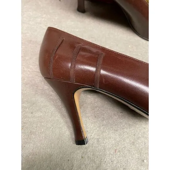 BALLY WOMEN'S 3 INCH‎ PUMP HEEL BROWN SHOES SIZE 7M ITALY NOS