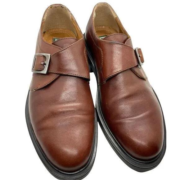 Bass Oxford Dress Size 9 M Shoes Men's Brown Leather Almond Toe Monk Strap