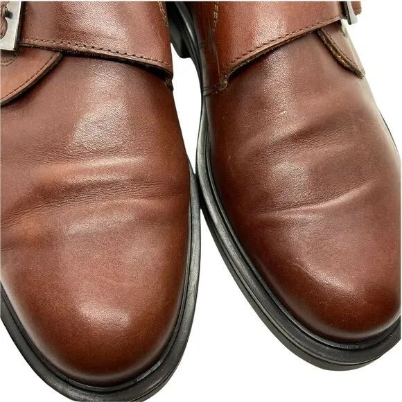 Bass Oxford Dress Size 9 M Shoes Men's Brown Leather Almond Toe Monk Strap