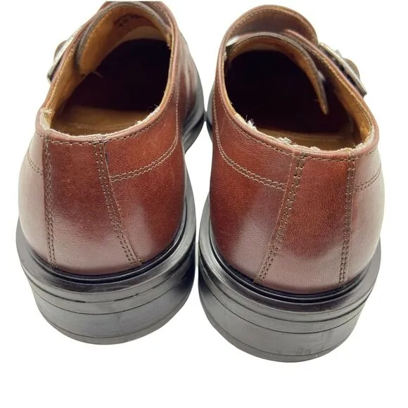 Bass Oxford Dress Size 9 M Shoes Men's Brown Leather Almond Toe Monk Strap