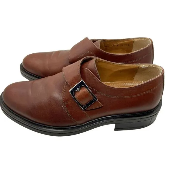 Bass Oxford Dress Size 9 M Shoes Men's Brown Leather Almond Toe Monk Strap