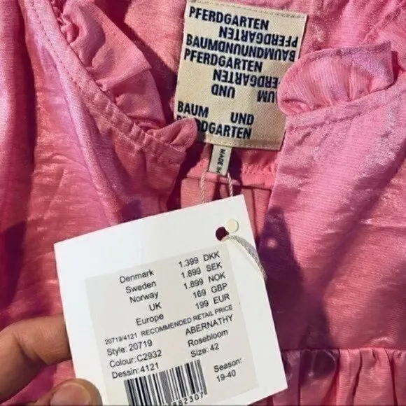 Baum Und Pferdgarten Abernathy Rosebloom Pink Baby Doll Dress sz EU42 US12 Silk