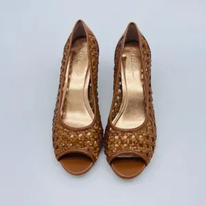 bcbgeneration leather open toe pump shoes