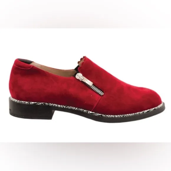 BeautiFeel Anise Suede Flat Loafer Shoes in Cherry  Red 9.5
