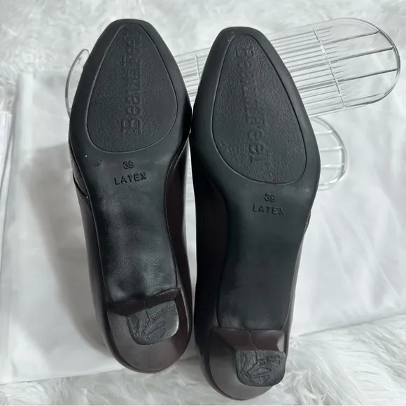BEAUTIFEEL Mary Jane Pump Shoes Size 39 Brown Leather Low Heel Almond Toe