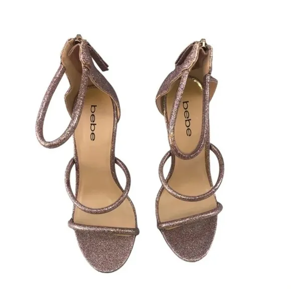 Bebe Berdine Pink Glittery High Heels Size 7.5.
