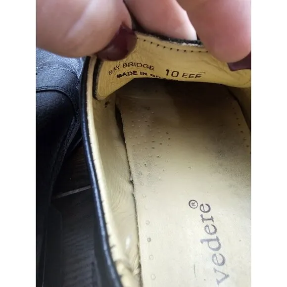 Beledere Bay Bridge Black Leather Oxford Loafers Men's Size 10 EEE