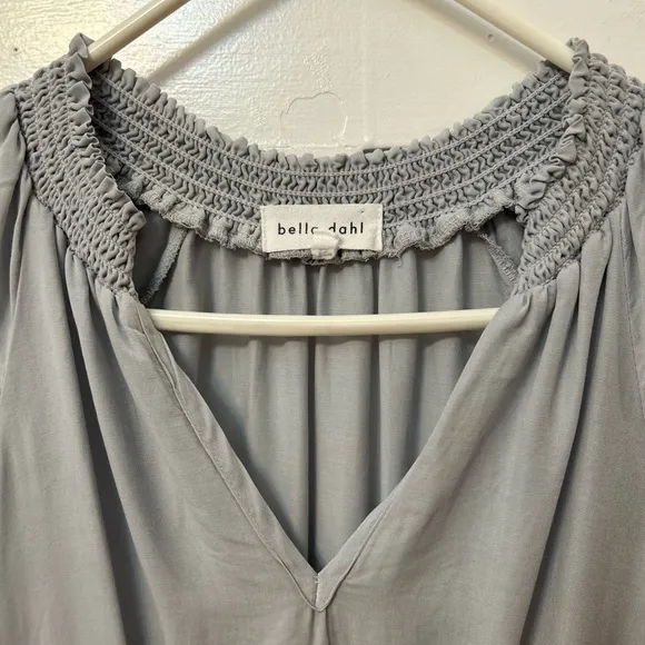 Bella Dahl Smocked Waist Women’s Dress Size XS Gray Slate | V-neck Tencel
