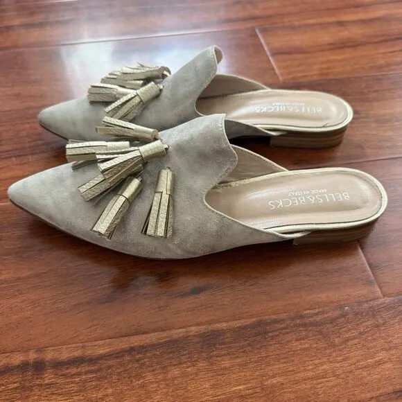 Bells &amp; Becks Mirella Pointed Toe Tassel Mule Gold Women’s EU 40 Size 10 $385