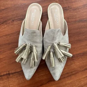 Bells &amp; Becks Mirella Pointed Toe Tassel Mule Gold Women’s EU 40 Size 10 $385