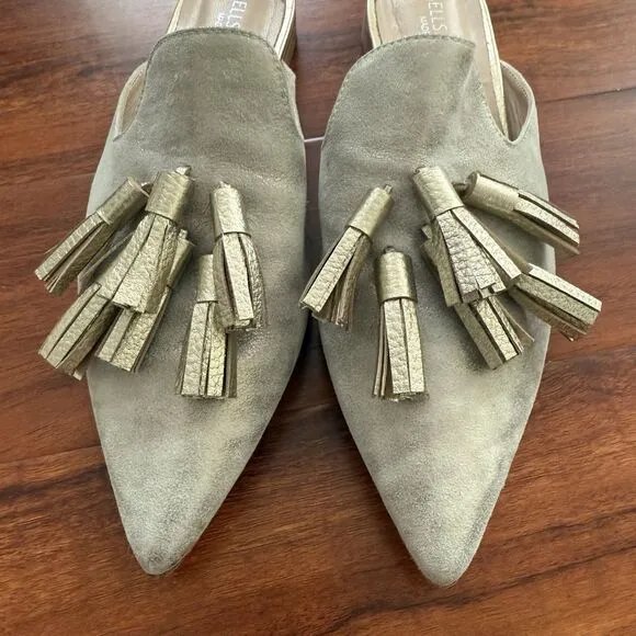 Bells &amp; Becks Mirella Pointed Toe Tassel Mule Gold Women’s EU 40 Size 10 $385
