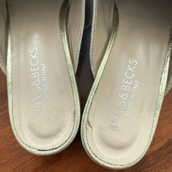 Bells &amp; Becks Mirella Pointed Toe Tassel Mule Gold Women’s EU 40 Size 10 $385