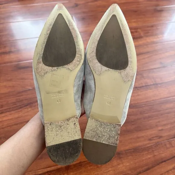 Bells &amp; Becks Mirella Pointed Toe Tassel Mule Gold Women’s EU 40 Size 10 $385