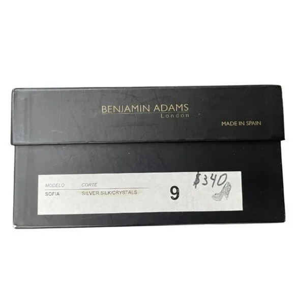 Benjamin Adams Silver Silk/Swarovski Crystal Shoes - Size 9