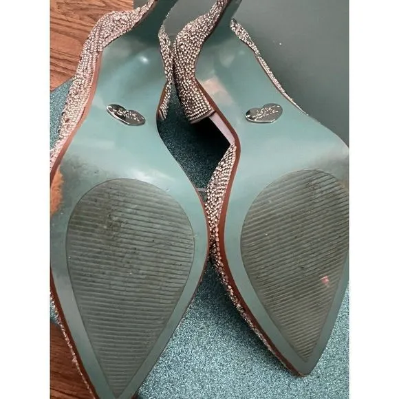 Betsey Johnson BLUE Women's pumps shoes Hazil SILVER D'Orsay 8,5 CRYSTAL wedding