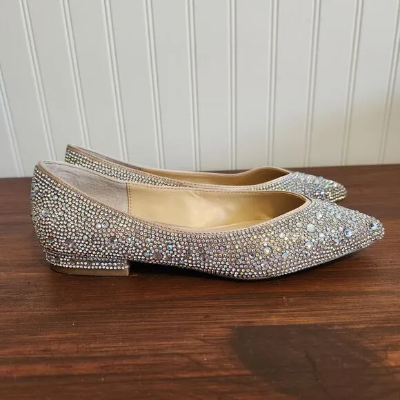 Betsey Johnson Girls Size 3.5 Crystal Wedding Day Flats Blue Bottom New