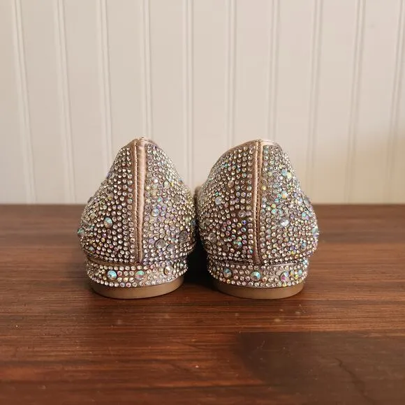 Betsey Johnson Girls Size 3.5 Crystal Wedding Day Flats Blue Bottom New