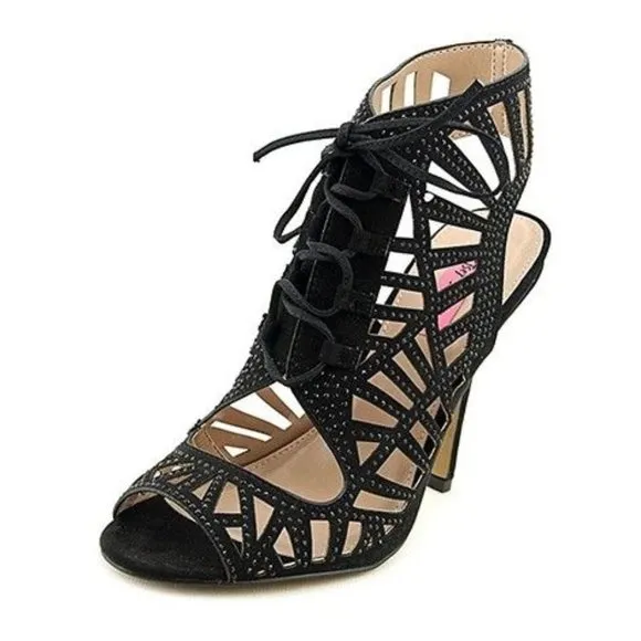 BETSEY JOHNSON Lexxe Rhinestone Cage Sandals sz 6
