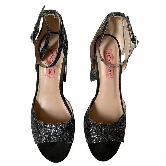 Betsey Johnson | Sparkle Black Glitter Heels