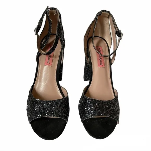 Betsey Johnson | Sparkle Black Glitter Heels